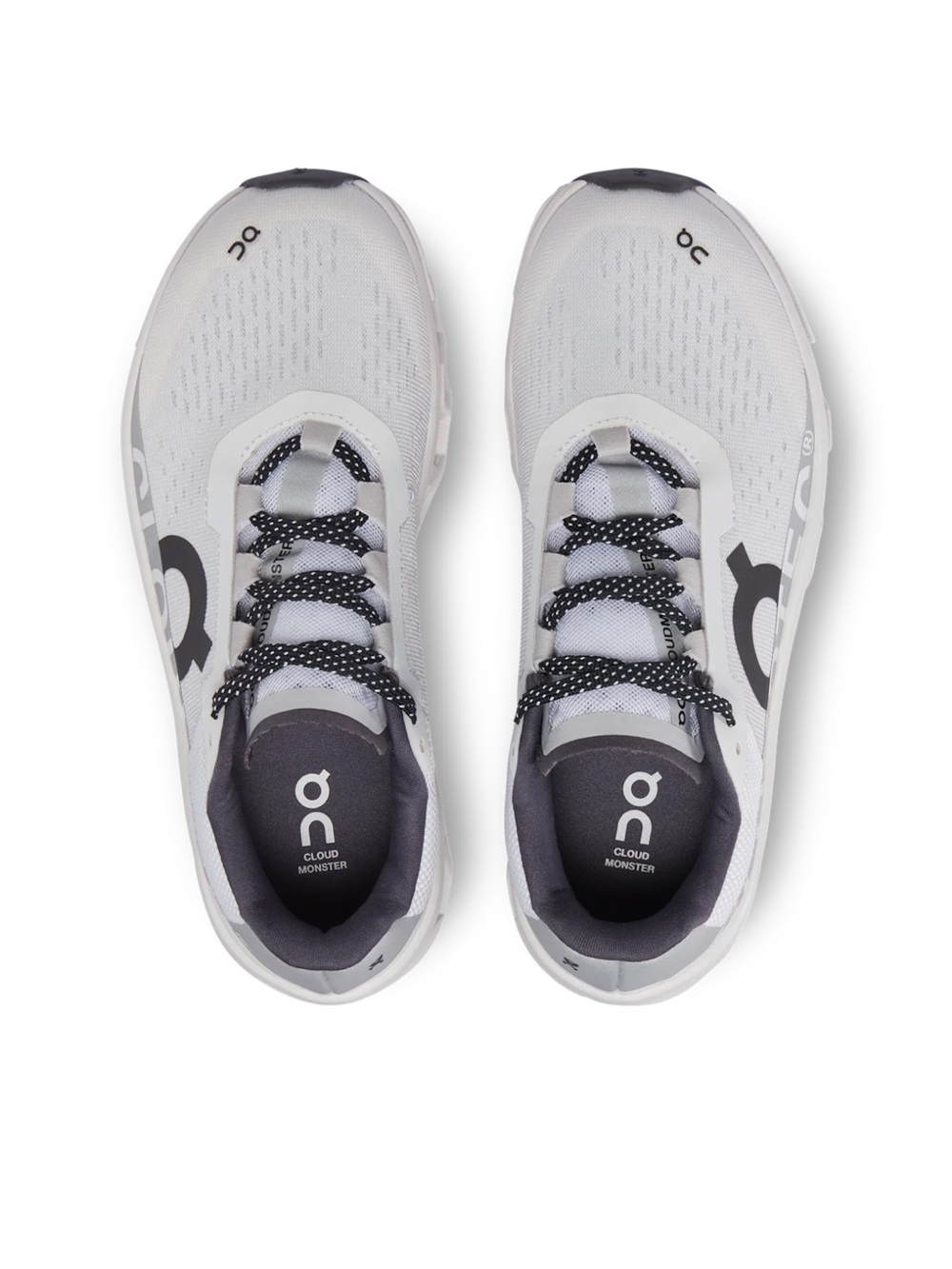 On Cloudmonster Women's Running Sneakers in White & Gray